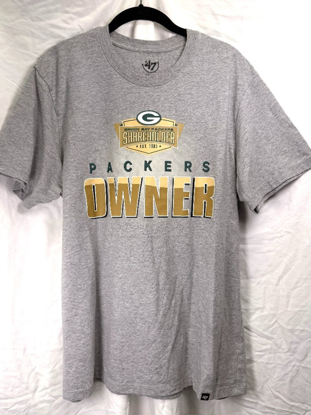 Green Bay Packers Shareholder Owner T-Shirt XL Gray NFL '47 Brand Graphic Tee